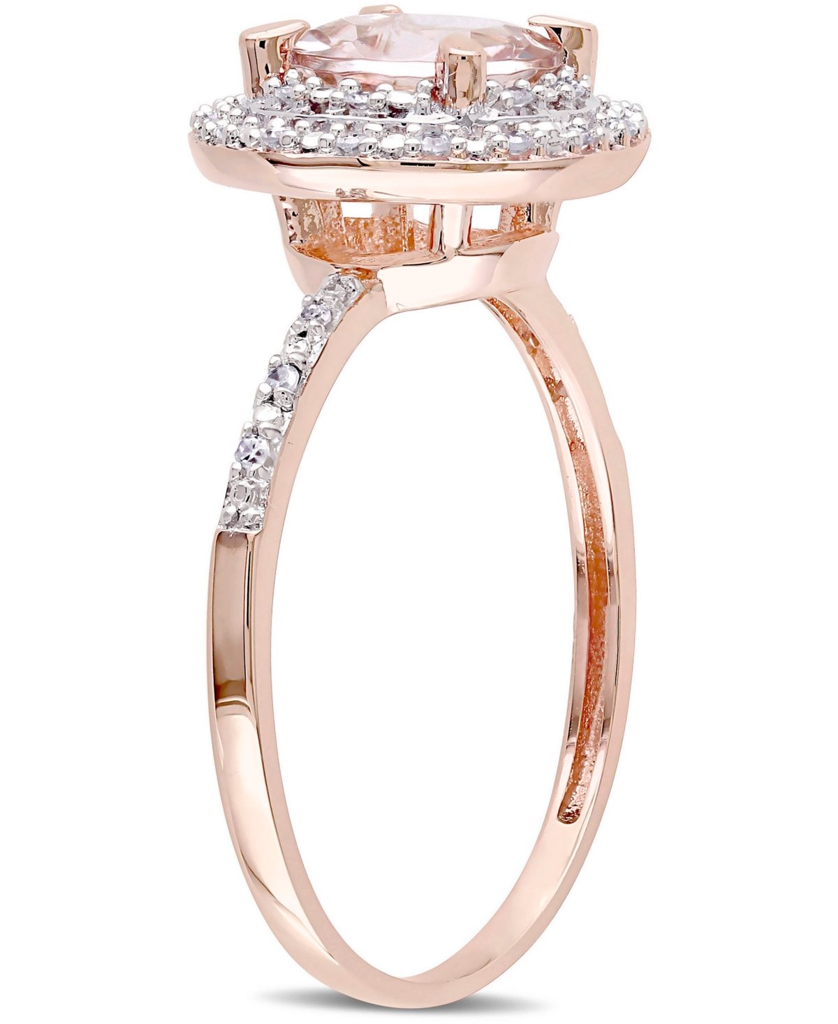 (1-1/6 ct. t.w.) & Diamond (1/10 ct. t.w.) Double Halo Ring in 10k Rose Gold - Morganite