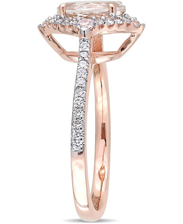 Macy's - Morganite (1-1/7 ct. t.w.), White Sapphire (1/5 ct. t.w.) & Diamond (1/4 ct. t.w.) Ring in 14k Rose Gold