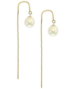 image of Effy Freshwater Pearl (7mm) Threader Earrings in 14k Gold