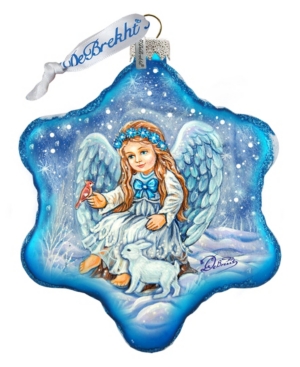 G.debrekht Baby Angel With Bunny Holiday Splendor Glass Ornament In Multi