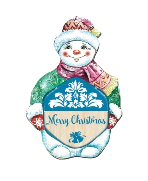 Designocracy Snowman Wooden Christmas Ornament Set of 2