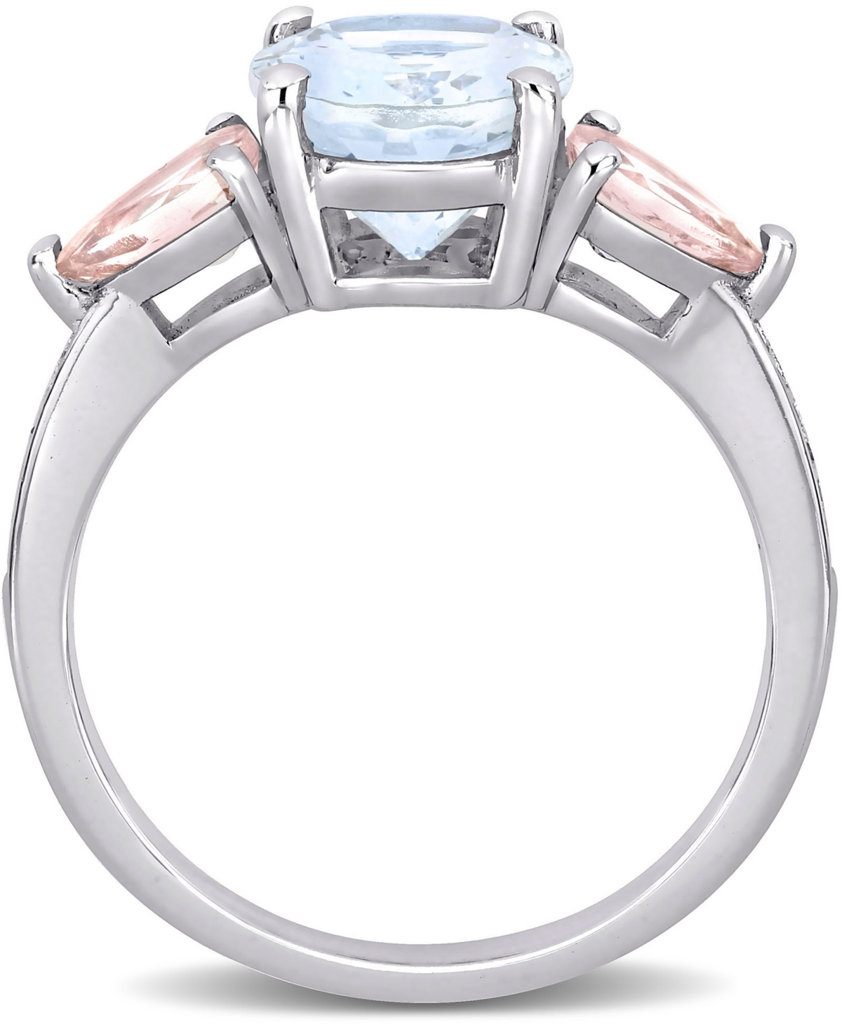 Macy's(2-1/5 ct. t.w.), Morganite (4/5 ct. t.w.) & Diamond Accent Ring in Sterling Silver - Aquamarine
