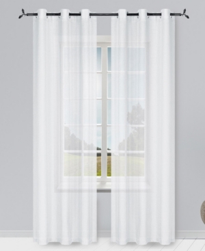 Dainty Home Solid Semi-sheer 76" X 96" Grommet Curtain Panel, Set Of 2 In White