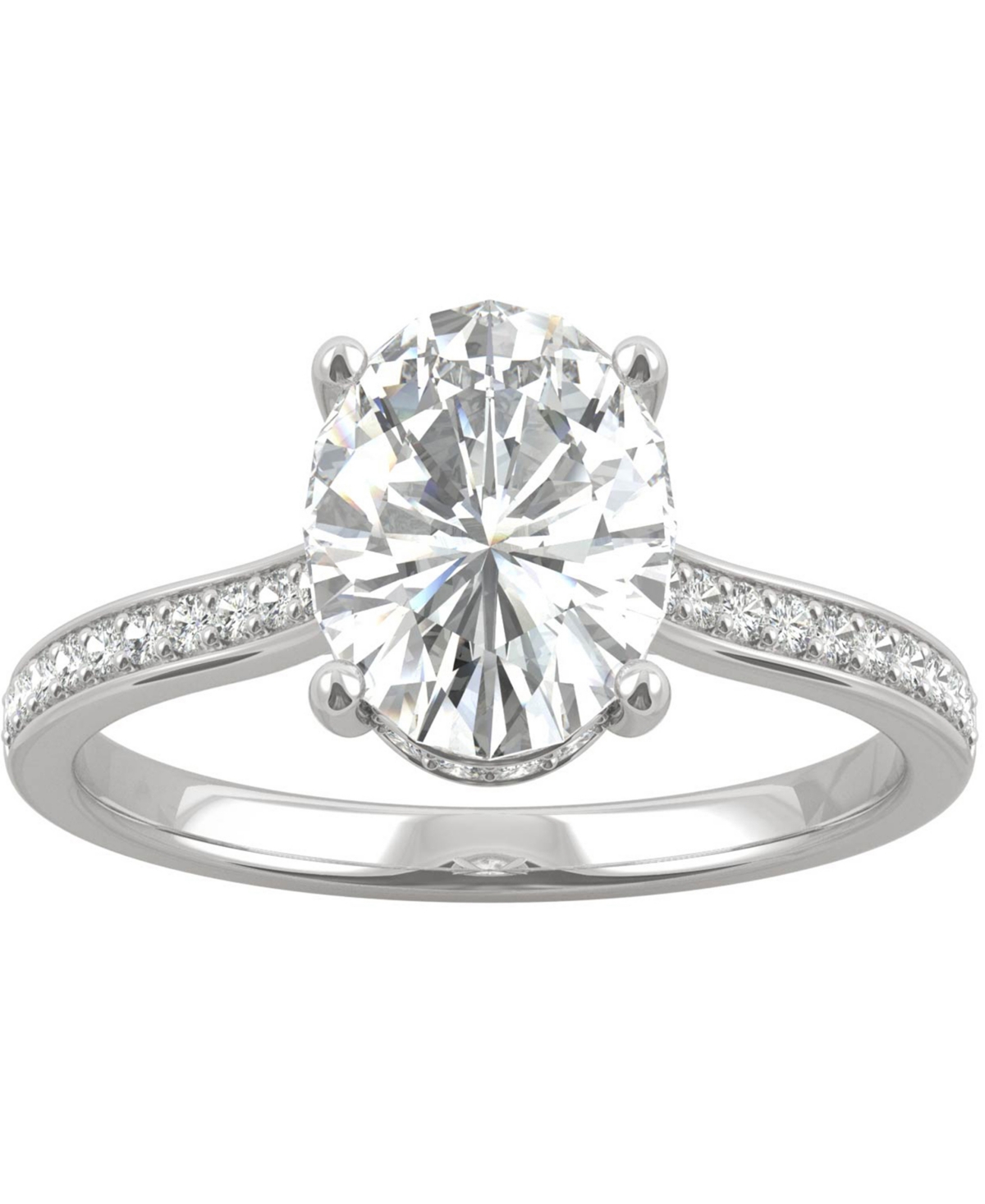 Moissanite Oval Engagement Ring (2-1/3 ct. t.w. Dew) in 14k White Gold - White Gold