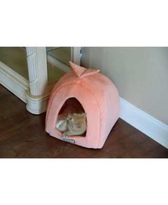 Cat Bed Cave Shape, Orange/Ivory, C10HCS/MB - Silky Soft Plush and Luxurious Velvet