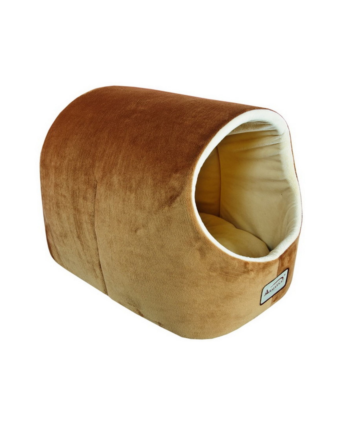 Cat Bed Cave Shape, Brown/Ivory, C11CZS/Mh - Luxurious Velvet Covering, 100% Poly Fill Filling, Machine Washable, 6 Months Warranty - Brown