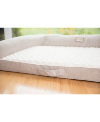 D07B Medium Bolstered Pet Bed Cushion With Memory Foam, Ivory & Beige