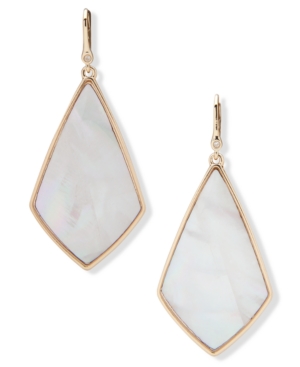 image of Dkny Gold-Tone Geometric Stone Drop Earrings