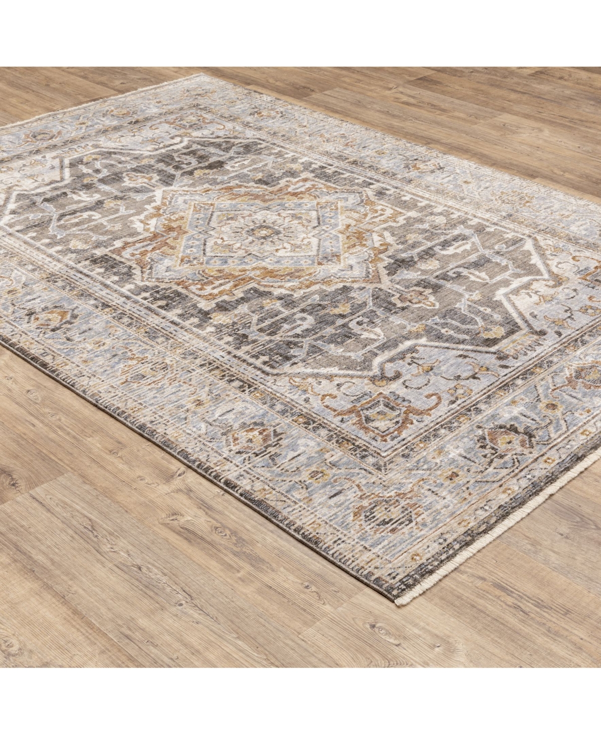 Jhb Design Maharaja 1803x Gray And Blue 2'3" X 7'6" Runner Rug In Gray,blue