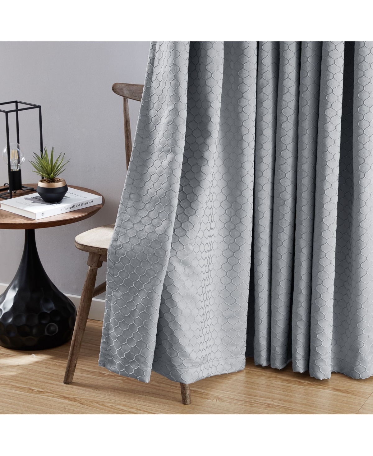 Hlc.me Siena Pattern 100% Complete Blackout Thermal Insulated Double Layer Window Curtain Grommet Panels for Living Room & Bedroom