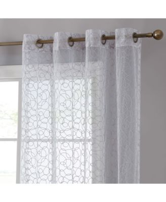 Audrey Embroidered Premium Soft Decorative Sheer Voile Light Filtering Grommet Window Treatment Curtain Drapery Panels for Bedroom & Living Room - Set of 2 Panels