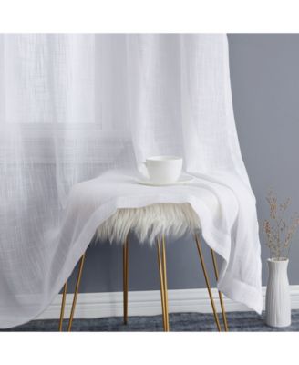 Abbey Faux Linen Textured Semi Sheer Privacy Sun Light Filtering Transparent Window Grommet Curtain Panels, Set of 2