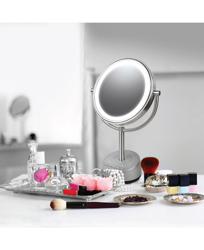 Sharper Image Vanity Mirror Round LED 9" with Bluetooth Speaker Macy's