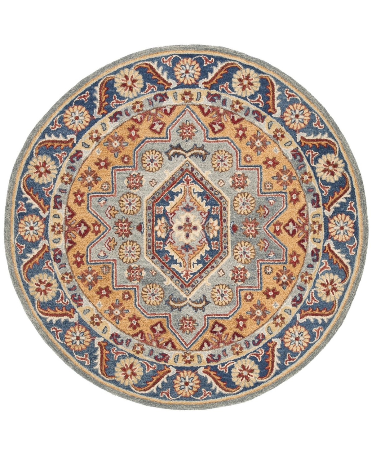 Safavieh Antiquity At504 Blue and Gold 6' x 6' Round Area Rug - Blue