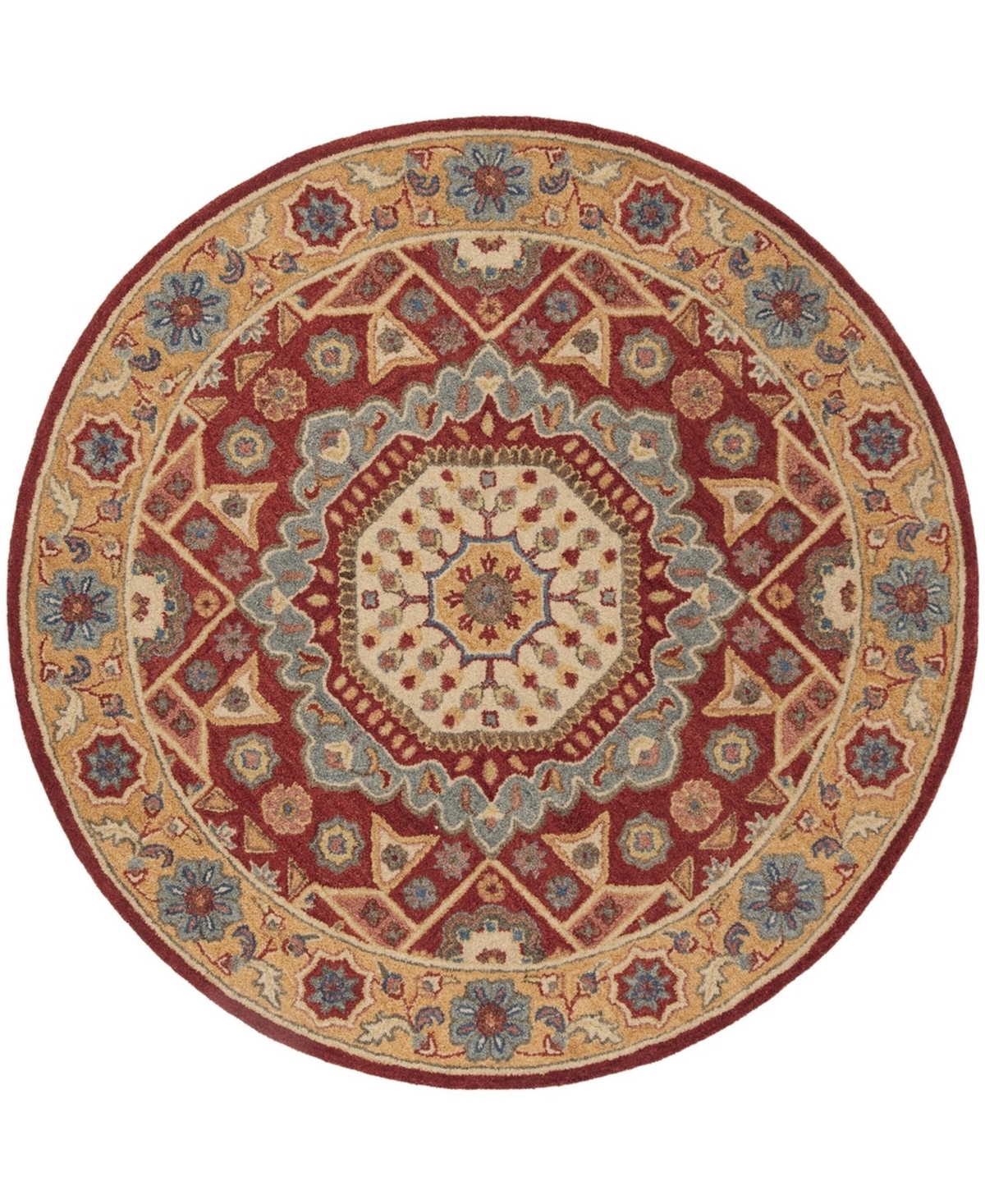 Safavieh Antiquity At501 Red and Orange 6' x 6' Round Area Rug - Red