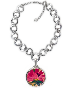 image of Patricia Nash Silver-Tone Leather Disc Reversible Pendant Necklace, 18