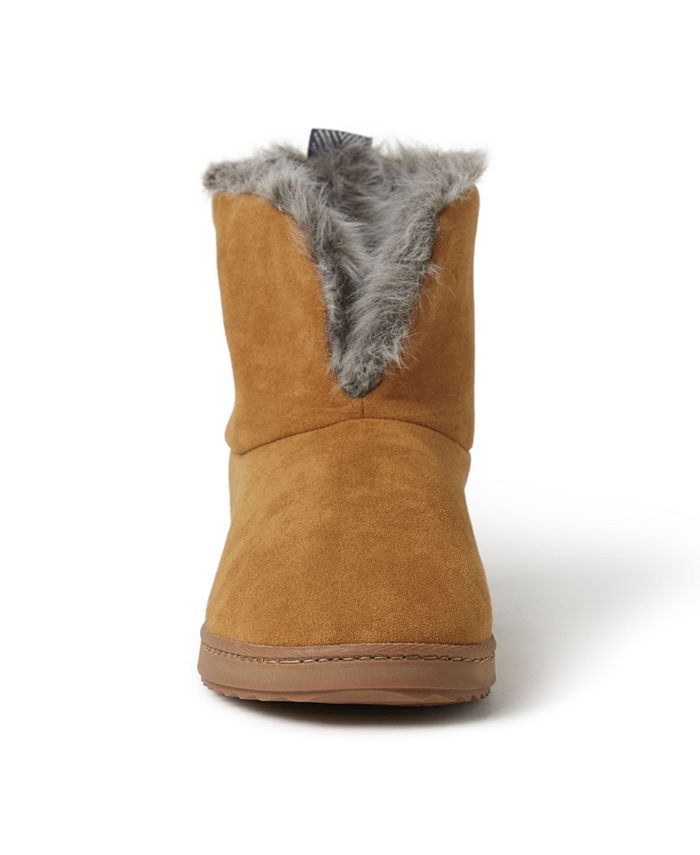 women's dearfoams sierra microsuede bootie slippers