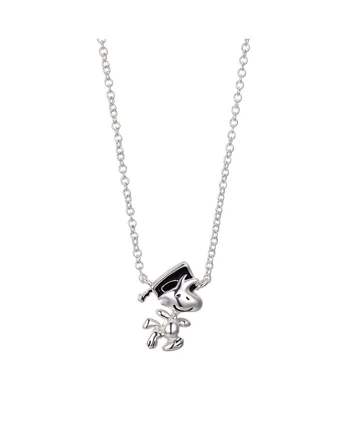 Peanuts - Fine Silver Plated  "Woodstock" Graduation Pendant Necklace, 16"+2" for