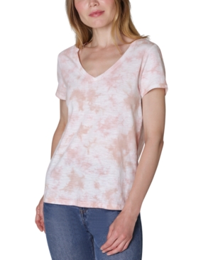 image of Ultra Flirt Juniors- V-Neck Tie-Dyed T-Shirt