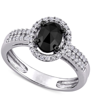 image of Diamond Black Oval Halo Management Ring (1 ct. t.w.) in 14k White Gold
