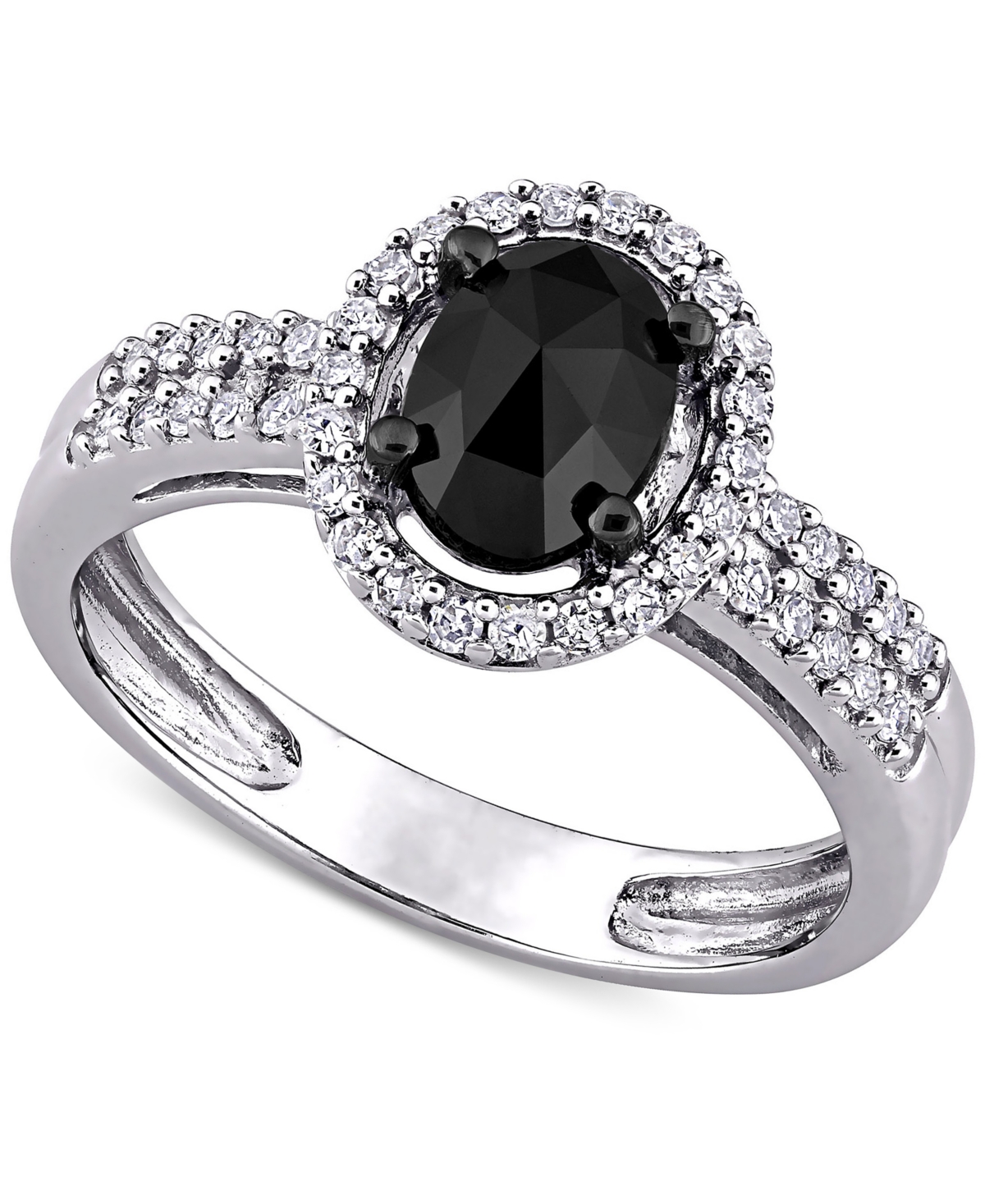 Diamond Black Oval Halo Management Ring (1 ct. t.w.) in 14k White Gold - White Gold