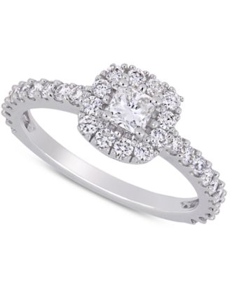 Macy's - Diamond Cushion Halo Engagement Ring (1 ct. t.w.) in 14k White Gold