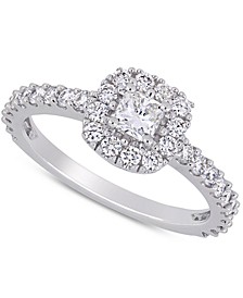 Diamond Cushion Halo Engagement Ring (1 ct. t.w.) in 14k White Gold
