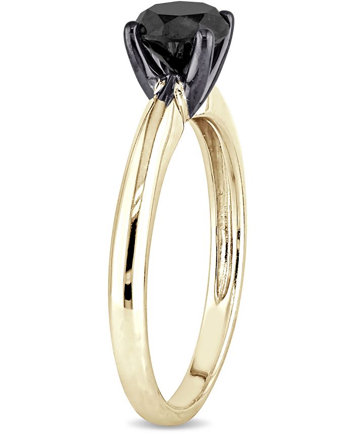 Macy s Black Diamond 1 ct. t.w. Solitaire Ring in 14k Yellow