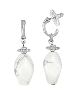 image of 2028 Silver-Tone Semi Precious Howlite Drop Earrings