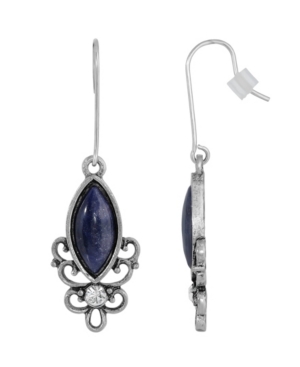 image of 2028 Sterling Silver Wire Genuine Stone Sodalite Earrings