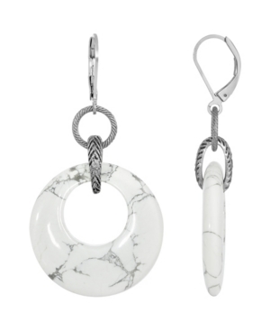 image of 2028 Silver-Tone Semi Precious Round Hoop Drop Earrings