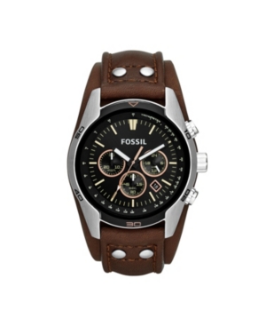 Fossil Men's Coachman Brown Leather Watch 45mm In Silver Tone