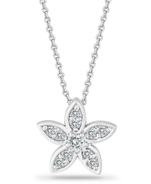 Giani Bernini Cubic Zirconia Star Flower Pendant Necklace In Sterling Silver, 16" + 2", Created For Macy's In Silver