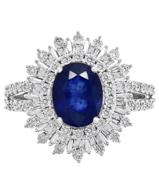 EFFY&reg; Ruby (1-7/8 ct. t.w.) & Diamond (1/4 ct. t.w.) Halo Statement Ring in 14k White Gold (Also in Sapphire and Emerald)