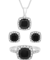 3-Pc. Set Onyx & Diamond Accent Pendant Necklace, Ring and Stud Earrings in 14k Gold-Plated Sterling Silver (Also Available in 