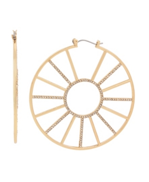 image of BCBGeneration Delicate Stone Hoop Gold-tone Metal Earrings