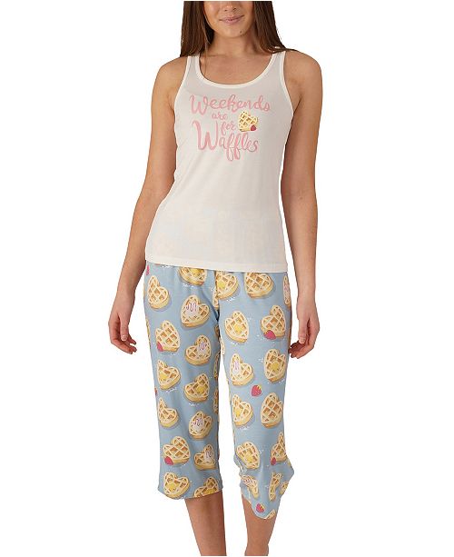 Munki Munki Waffles Tank Capri Pajama Set Online Only Reviews Bras Panties Lingerie Women Macy S