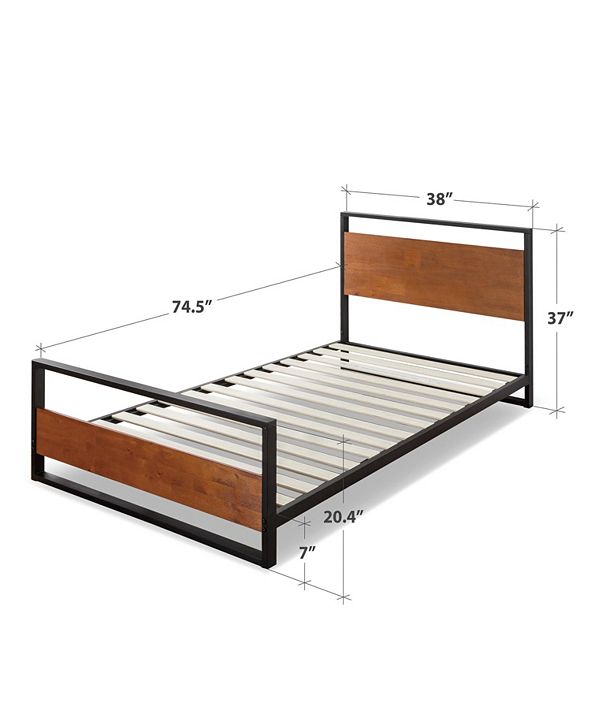 Zinus Suzanne Metal and Wood Platform Bed with Headboard ...