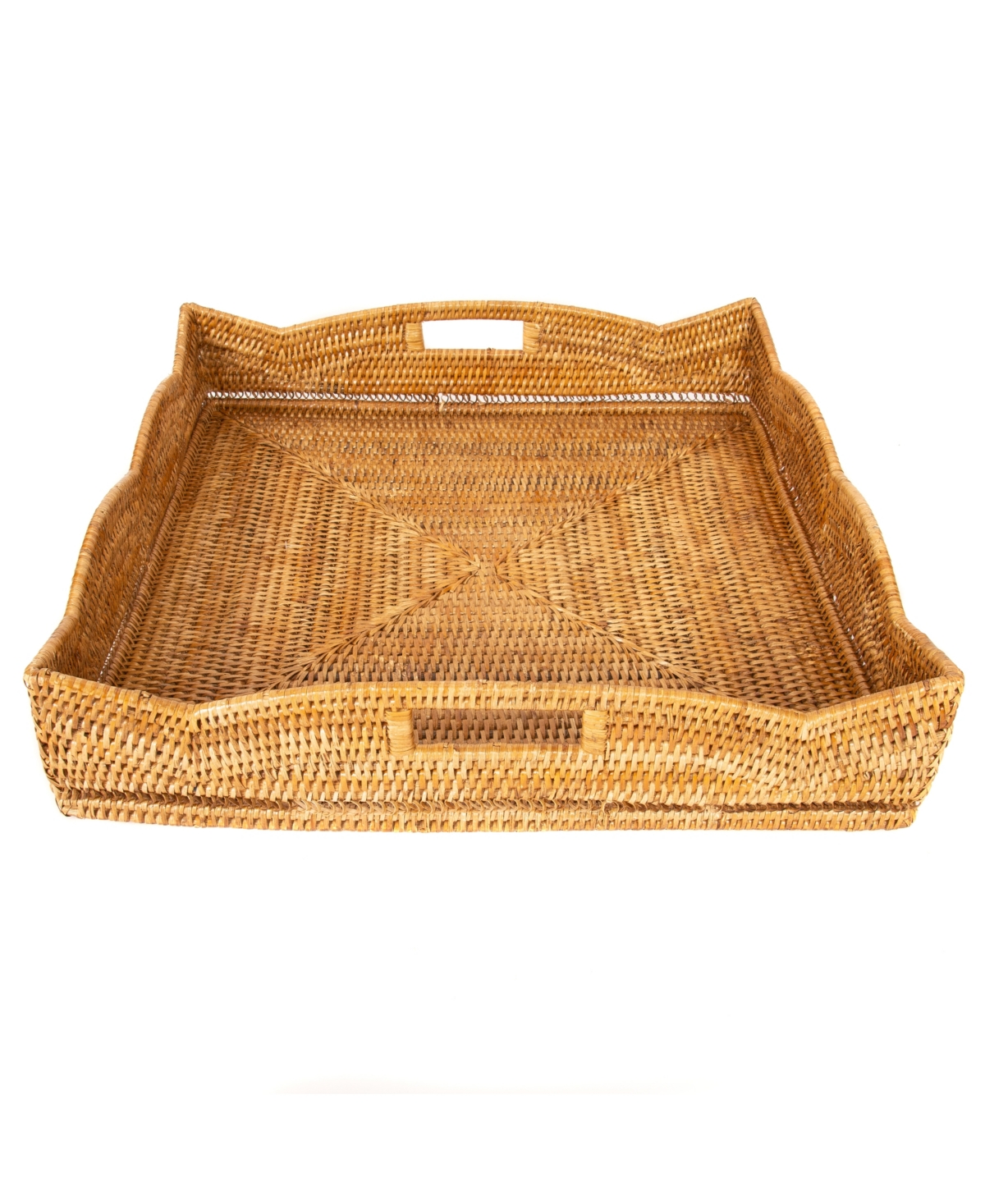 Artifacts Trading Company Rattan Scallop Collection Square Tray