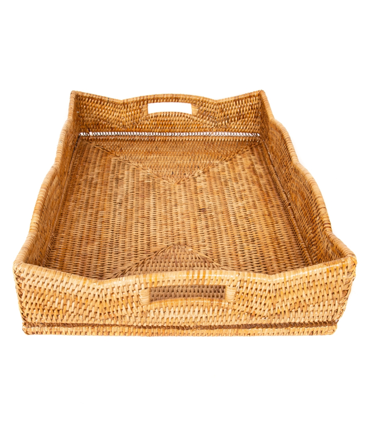 Artifacts Trading Company Rattan Scallop Collection Rectangular Tray