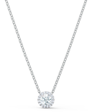 image of Swarovski Silver-Tone Crystal Pendant Necklace, 14-7/8