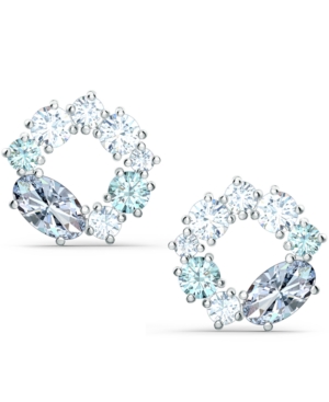 image of Swarovski Silver-Tone Crystal Circle Stud Earrings