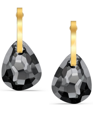 image of Swarovski Gold-Tone Gray Crystal Drop Earrings