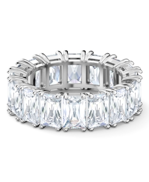 image of Swarovski Silver-Tone Baguette-Crystal Wide Ring