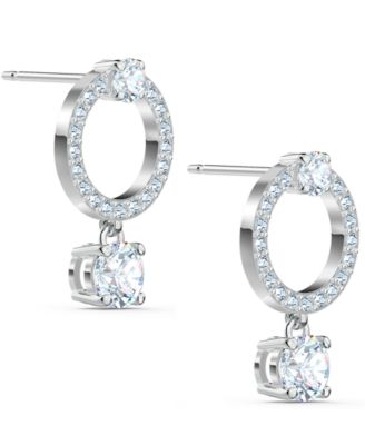 Silver-Tone Crystal Circle & Charm Drop Earrings 