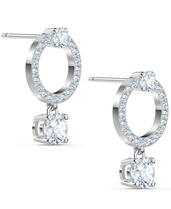 Swarovski - Silver-Tone Crystal Circle & Charm Drop Earrings