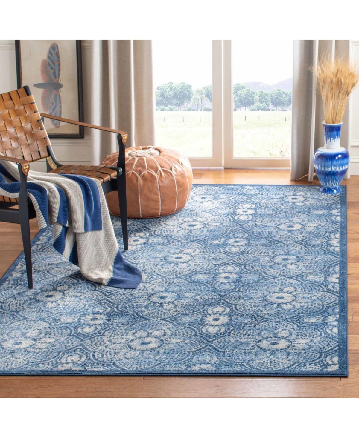 Martha Stewart Collection MSR2862Nand Creme Area Rug - Navy