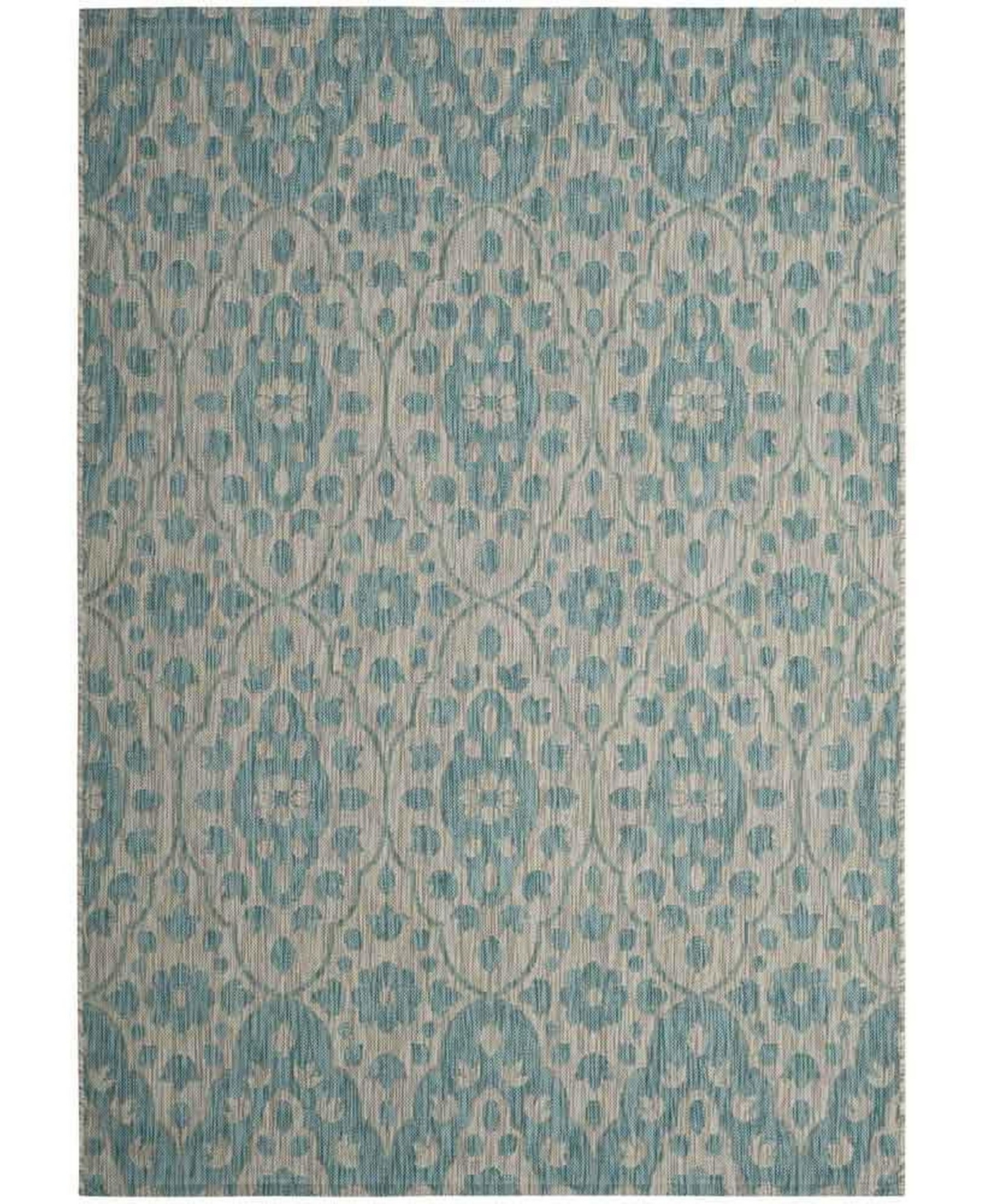 Martha Stewart Collection Tulip Medallion MSR4115 Gray and Aqua 9' x 12' Area Rug - Aqua