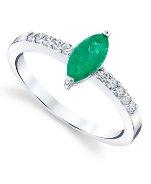 image of Emerald (5/8 ct. t.w.) & Diamond (1/6 ct. t.w.) Ring in 14k White Gold