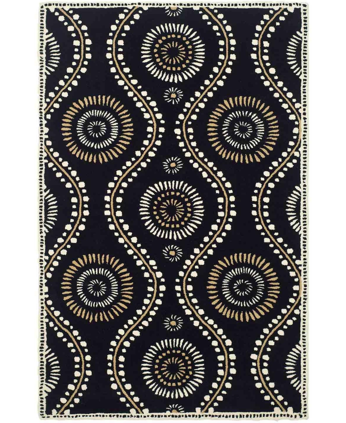Martha Stewart Collection Ogee Dot MSR4532A Black 8' x 10' Area Rug - Black
